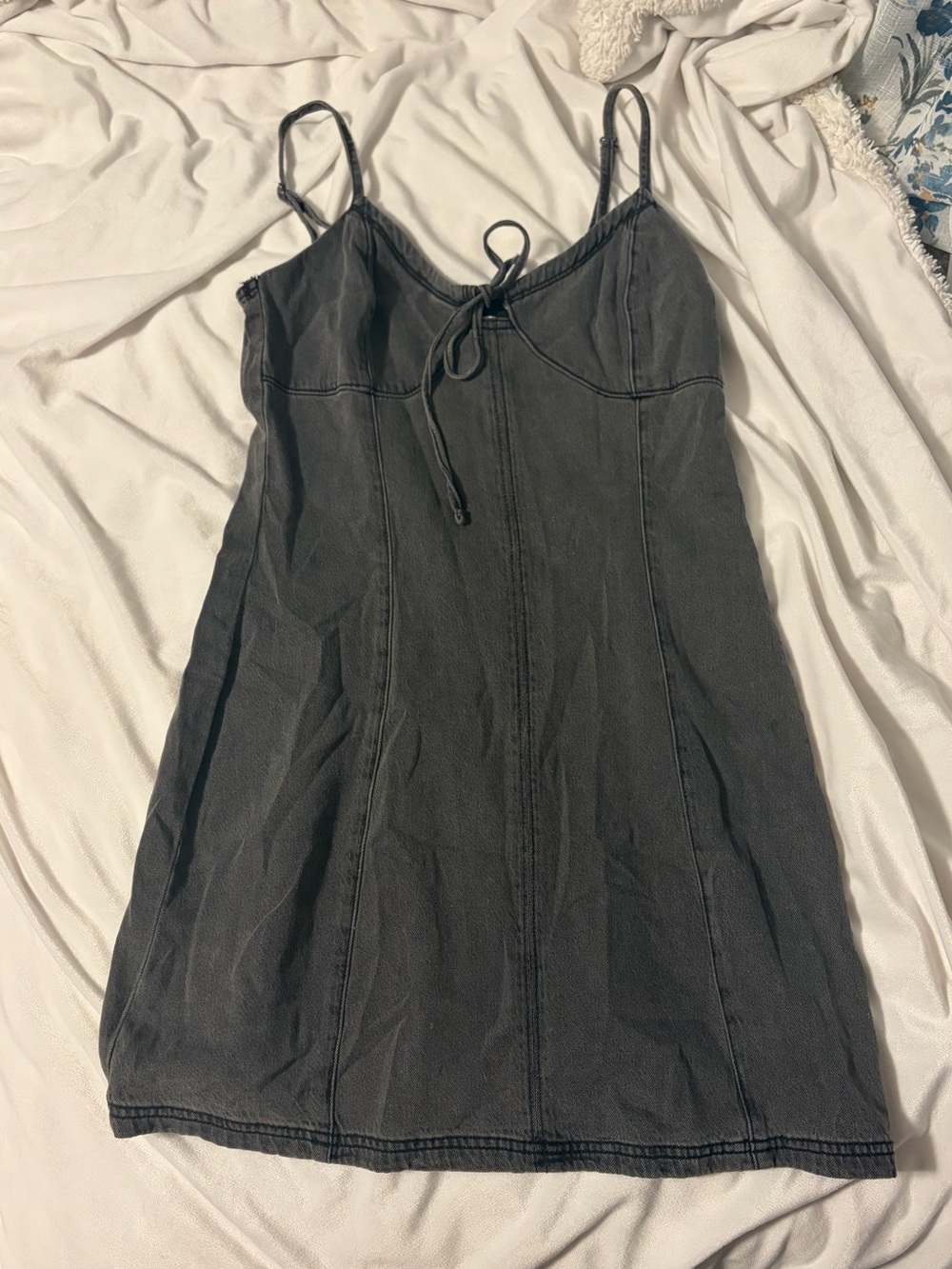 Hollister Black Spaghetti Strap Mini Denim Dress